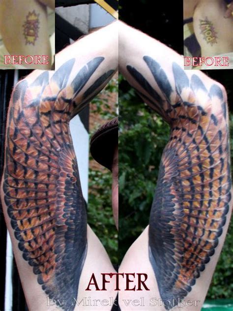 hawk wings tattoo cover up by Mirek vel Stotker | Hawk wings, Cover ...