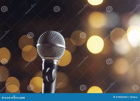 Public Speaking Backgrounds Close Up The Microphone On Stand For