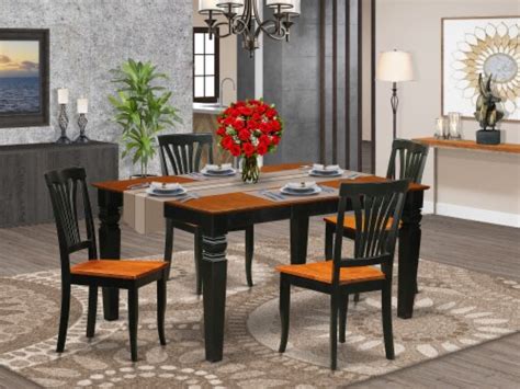 East West Furniture Weston Piece Wood Dining Set In Black Cherry