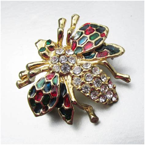 Pretty Enamel And Rhinestone Vintage Bee Pin In 2020 Bee Pin Vintage