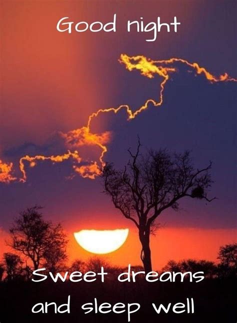 A Sunset With Clouds And The Words Good Night Sweet Dreams And Sleep