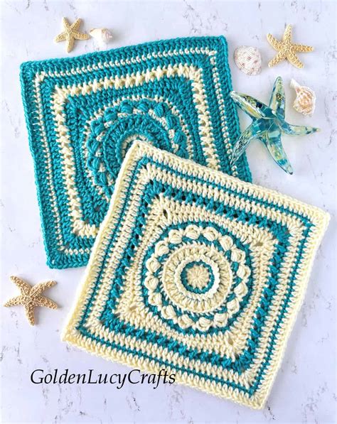 Crochet 12 Square Pattern Ocean Foam Goldenlucycrafts