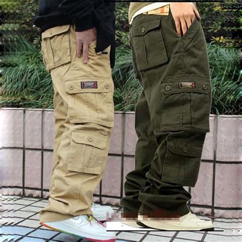 New Casual Harem Big Pockets Cargo Pants Men Cotton Joggers Loose Baggy