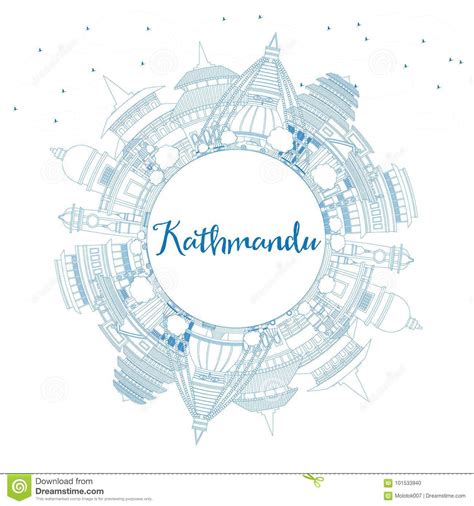 Kathmandu Skyline And Landmarks Silhouette Vector Illustration ...