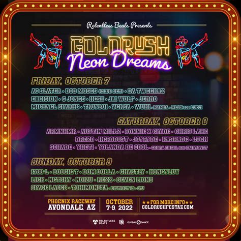 Goldrush Neon Dreams Phase Lineup And Artist By Day Announced