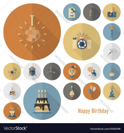 Happy Birthday Icons Set Royalty Free Vector Image