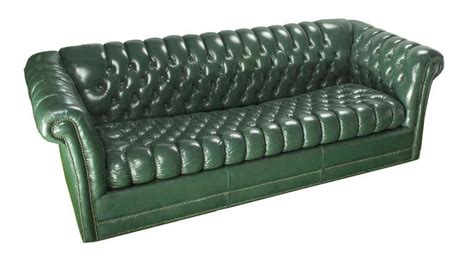 Hunter Green Leather Chesterfield Sleeper Sofa at 1stdibs