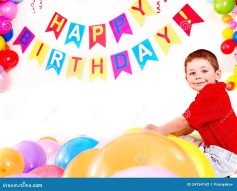 Child Birthday Party with Boy. Stock Photo - Image of holiday, cute ...