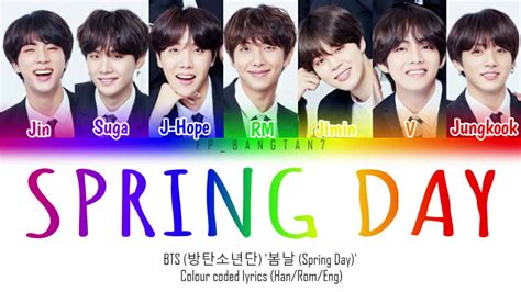 BTS 방탄소년단 Spring Day 봄날 Colour coded lyrics full MV version YouTube