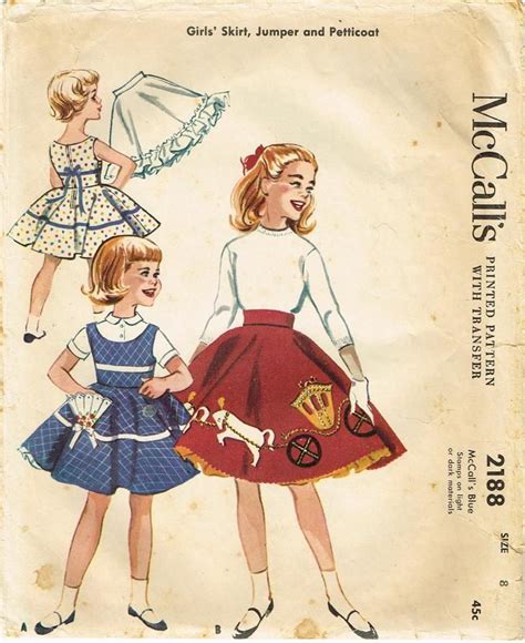 1950s Vintage Mccalls Sewing Pattern 2188 Girls Circle Skirt