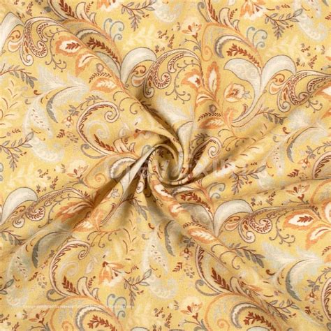 Dijon Yellow And Brown Floral Digital Print Cotton Cambric Fabric Gsm