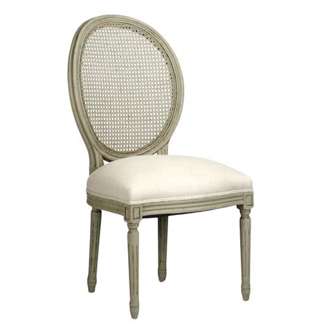 Pair Madeleine French Country Oval Caned Olive Dining Chair