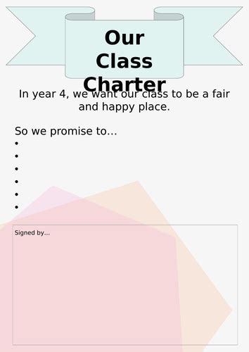 Editable Pastel A3 Class Charter Template | Teaching Resources