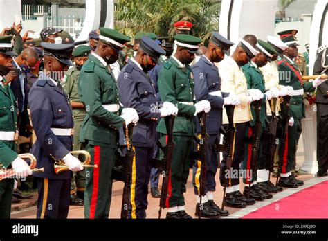 Lagos Nigeria 15th Jan 2022 Military Personnel Bow During The