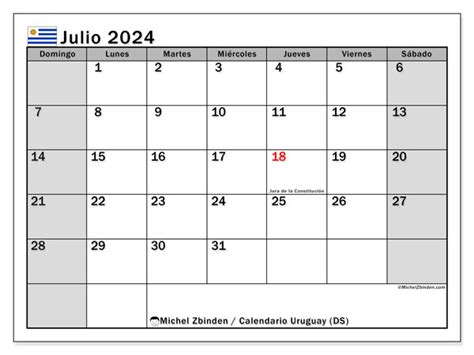 Calendario Luglio Uruguay Michel Zbinden It