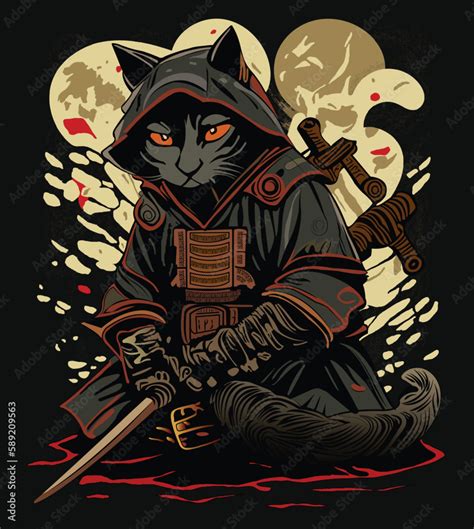 Shinobi Ninja Cats Samurai Stock Vector Adobe Stock