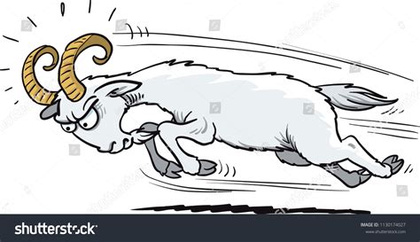 Angry Cartoon Goat Ramming Vector De Stock Libre De Regalías 1130174027 Shutterstock