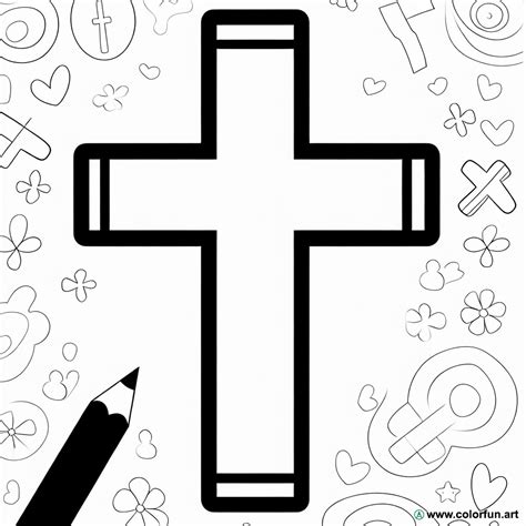 Coloriage d une grande croix à Télécharger ou à Imprimer gratuitement