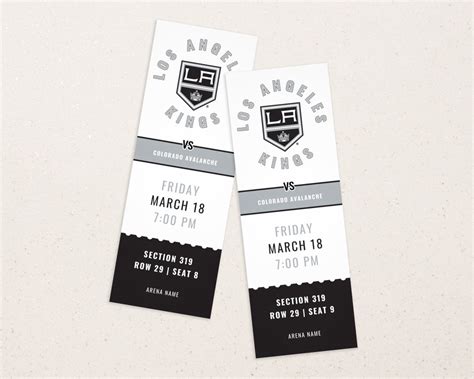 LA Kings Ticket Template Instant Download - Etsy