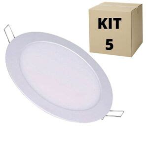 Kit 5 Paineis De Led Embutir 36w Ourolux Redondo 40x40 Bivolt 6500k