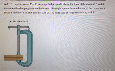 Solved 8 71 If Couple Forces Of F10 Lb Are Applied