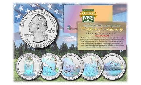 America The Beautiful Parks Hologram Quarters 5 Coin Set Wcapsules