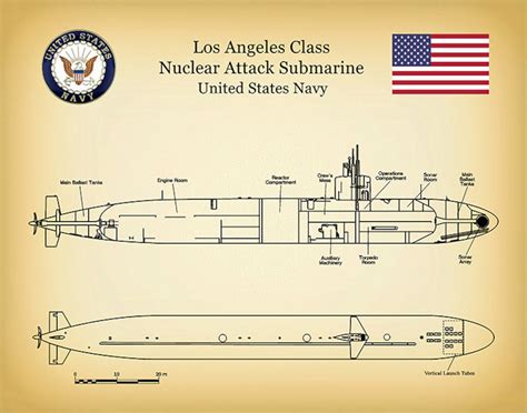 Los Angeles Class Ssn 688 Submarine Blueprint Uss Los Angeles Etsy