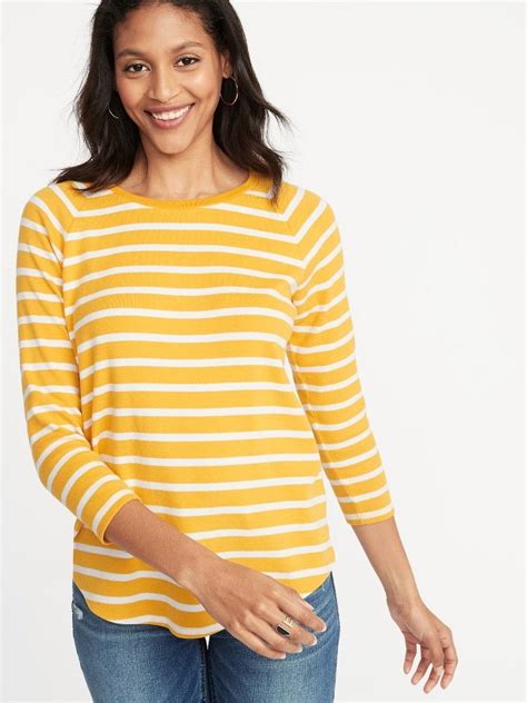 Cozy Rib Knit Reglan Sleeve Tee Yellow Stripe Old Navy