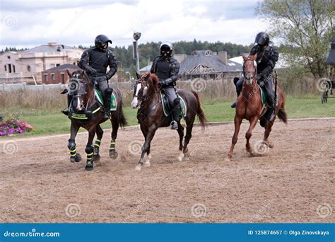 Riders On Horseback Demonstrations Mounted Police Editorial