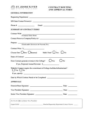 Fillable Online Sjrstate CONTRACT ROUTING AND APPROVAL FORM Sjrstate