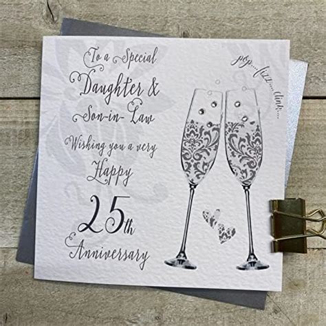 White Cotton Cards Daughter Son In Law Th Anniversary Card Silver