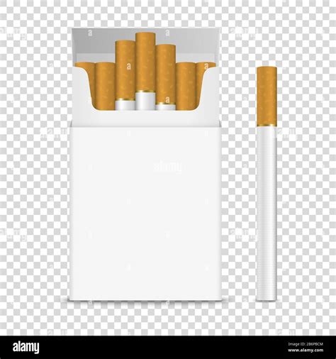 Vector Realistic Opened Clear Blank Cigarette Pack Box and Cigarette ...