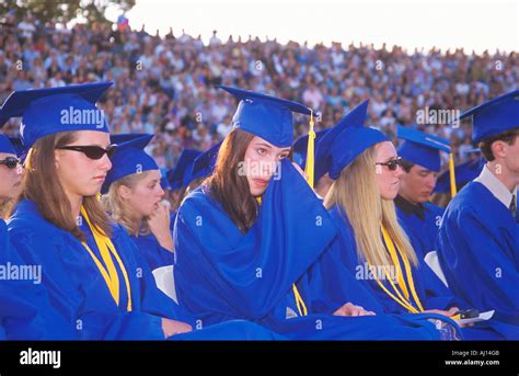 Emotional High School Graduates At Their Commencement Ceremony Nordhoff