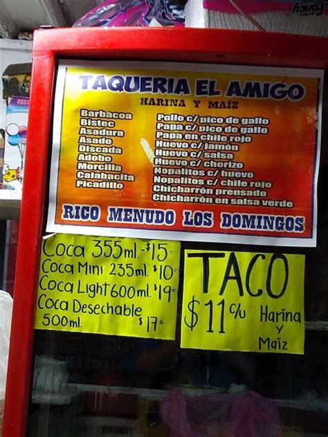 Menu At Taqueria El Amigo Restaurant Saltillo