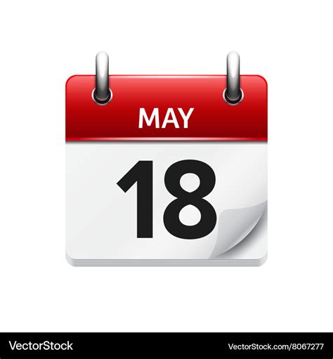 May Flat Daily Calendar Icon Date And Vector Image