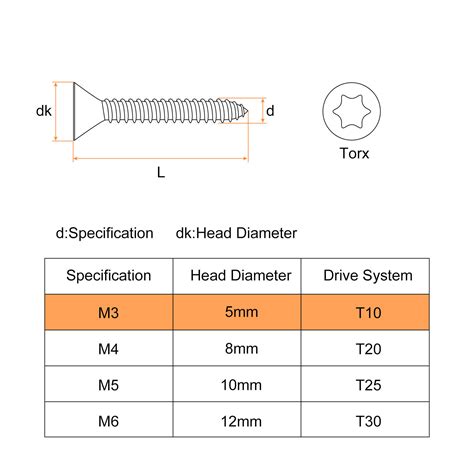 100pcs M3 X 12mm 304 Stainless Steel Flat Head Torx Screws Fit T10 Bit