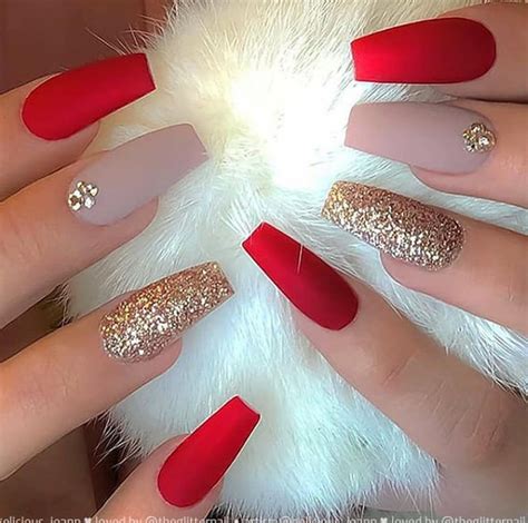 Red Nails Unhas Coloridas Unhas Compridas Unhas Douradas