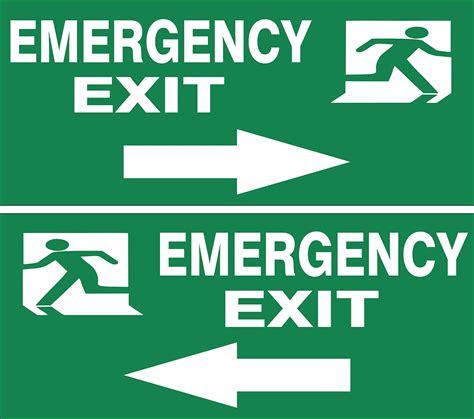 Buy Green Panda Emergency Exit Sign Board One Arrow On Left And One On