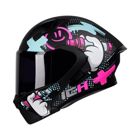 Casco Abatible Ich Dv Tagger Negro Fucsia Mate Visor Humo Cascos Pb