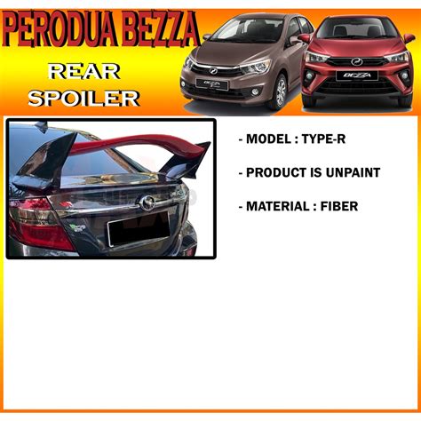 Perodua Bezza Rear Trunk Spoiler Ducktail Glass Spoiler Gear