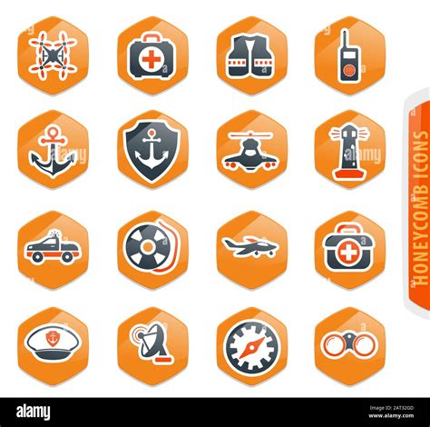 Coast Guard Icons Set Stock Vector Image Art Alamy