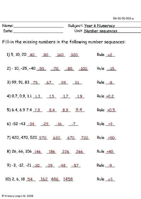 Geometric Sequences Worksheet