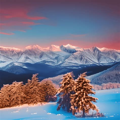 Beautiful Landscape with Snowy Mountains · Creative Fabrica