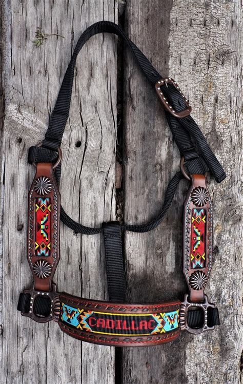 Custompersonalized Leather Beaded Horse Halter Deluxe In 2021 Bead