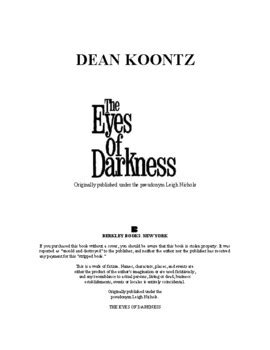 Ebook The Eyes Of Darkness By Dean Koontz P D F By Brahim Ait Hamou