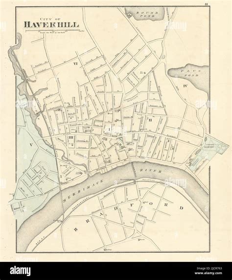 City Of Haverhill Massachusetts Town Plan Walling And Gray 1871 Old