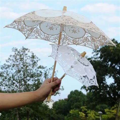 Hot Sale Noble Elegant Palace Style Wedding Umbrella High Quality Embroidery Gingham Lace