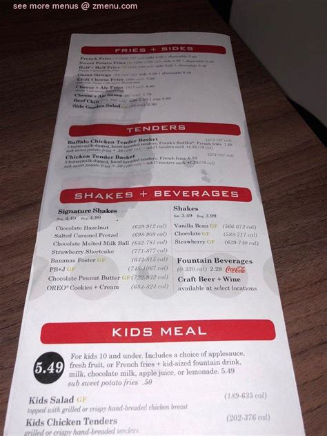 Menu at Burger 21 restaurant, Raleigh