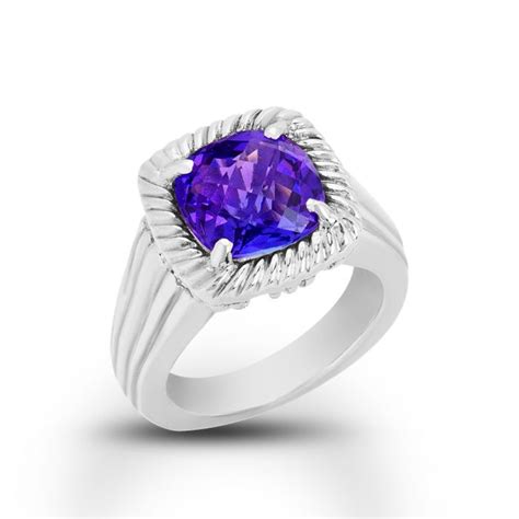 Charles Krypell Sterling Silver 14K White Gold 10x10mm Amethyst Ring