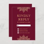 Gold Burgundy Mehendi Henna Indian Wedding Rsvp Card Zazzle